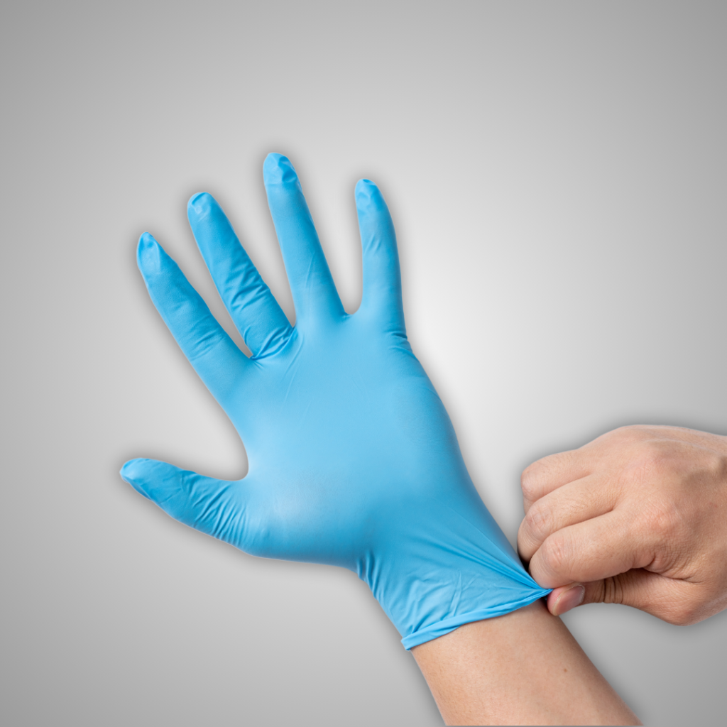 blue hand gloves